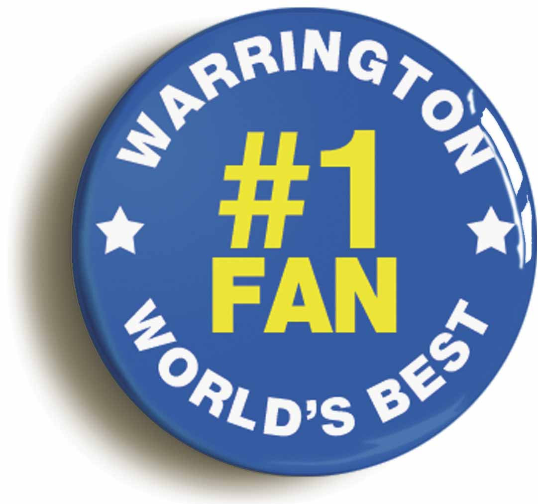 A picture of the front of the product, titled Warrington #1 Fan Button Pin Badge