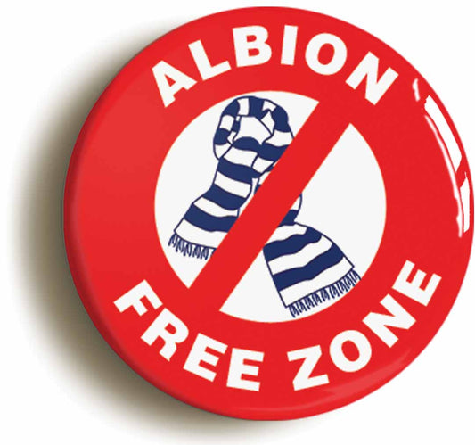 A picture of the front of the product, titled Albion Free Zone Circular 50mm Fridge Magnet