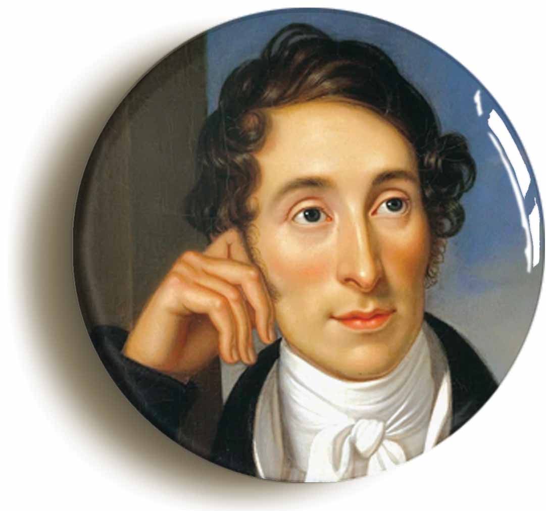 A picture of the front of the product, titled Carl Maria Von Weber Opera Classical Music Button Pin Badge