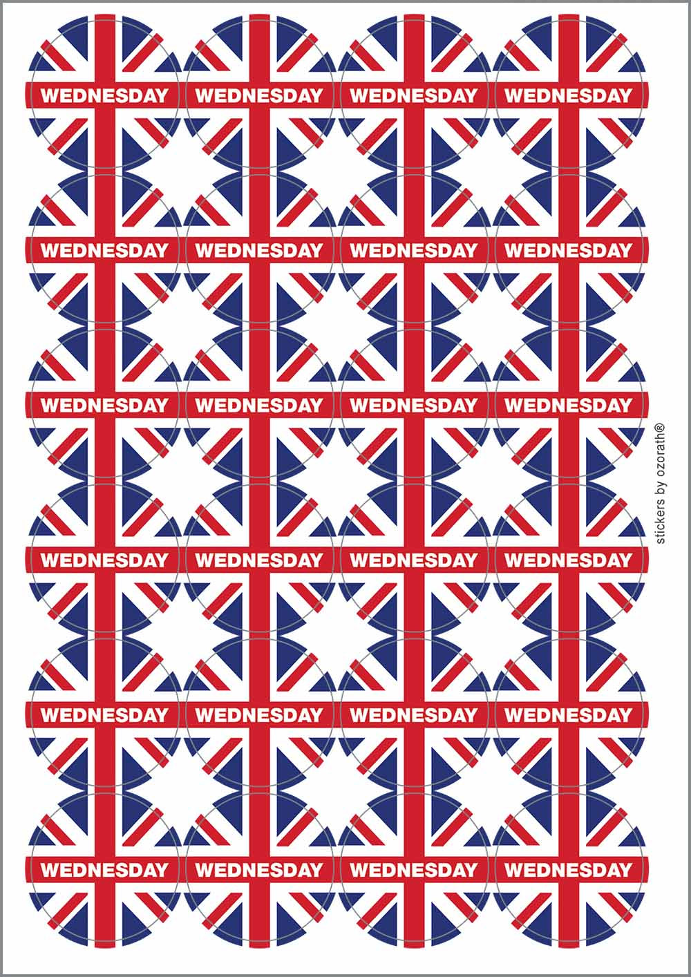 A picture of an A4 sheet of matte paper stickers