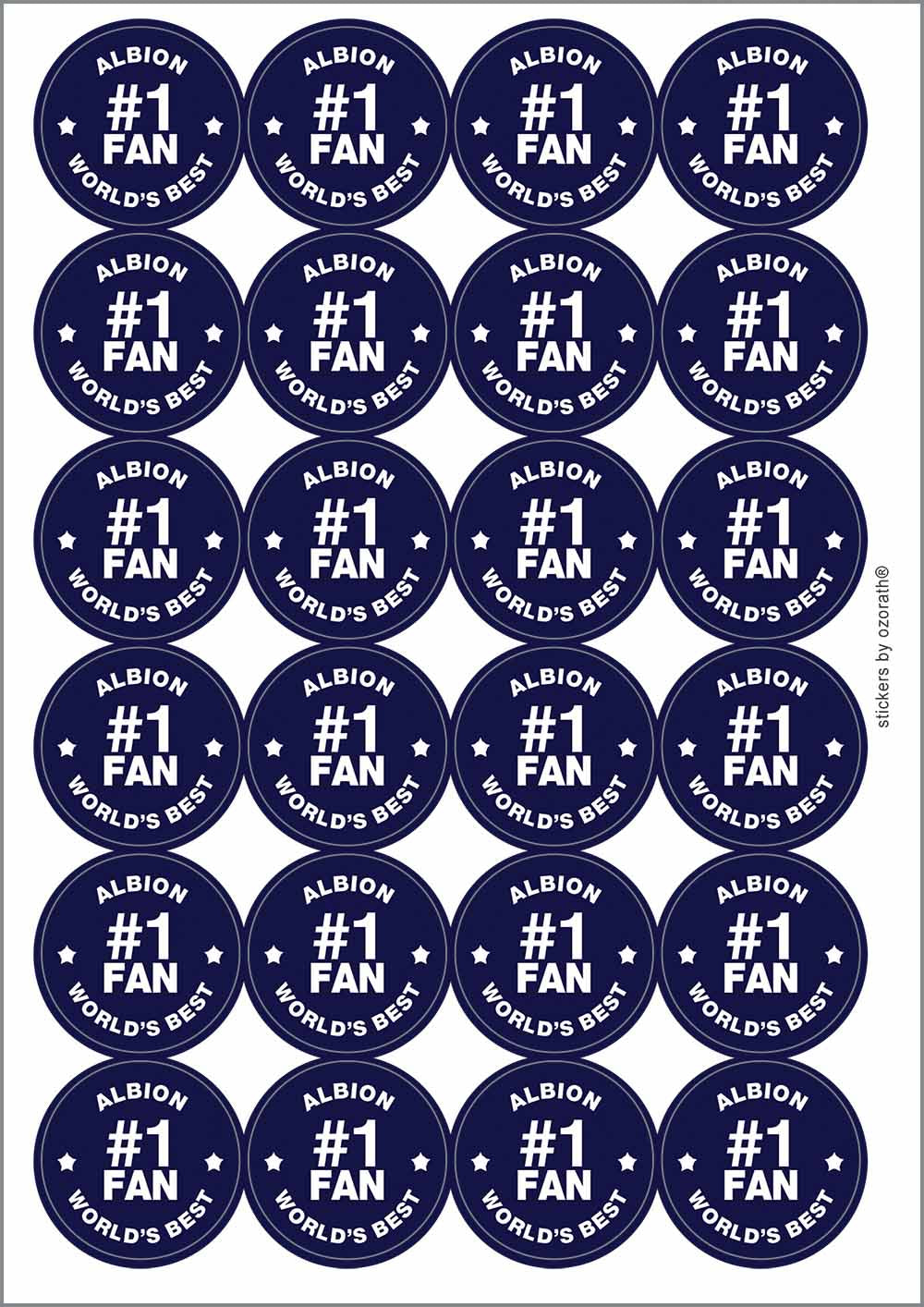 A picture of an A4 sheet of matte paper stickers