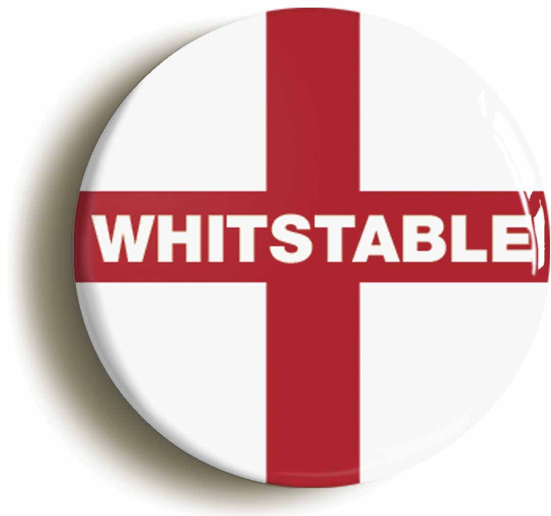 A picture of the front of the product, titled Whitstable England Flag Button Pin Badge