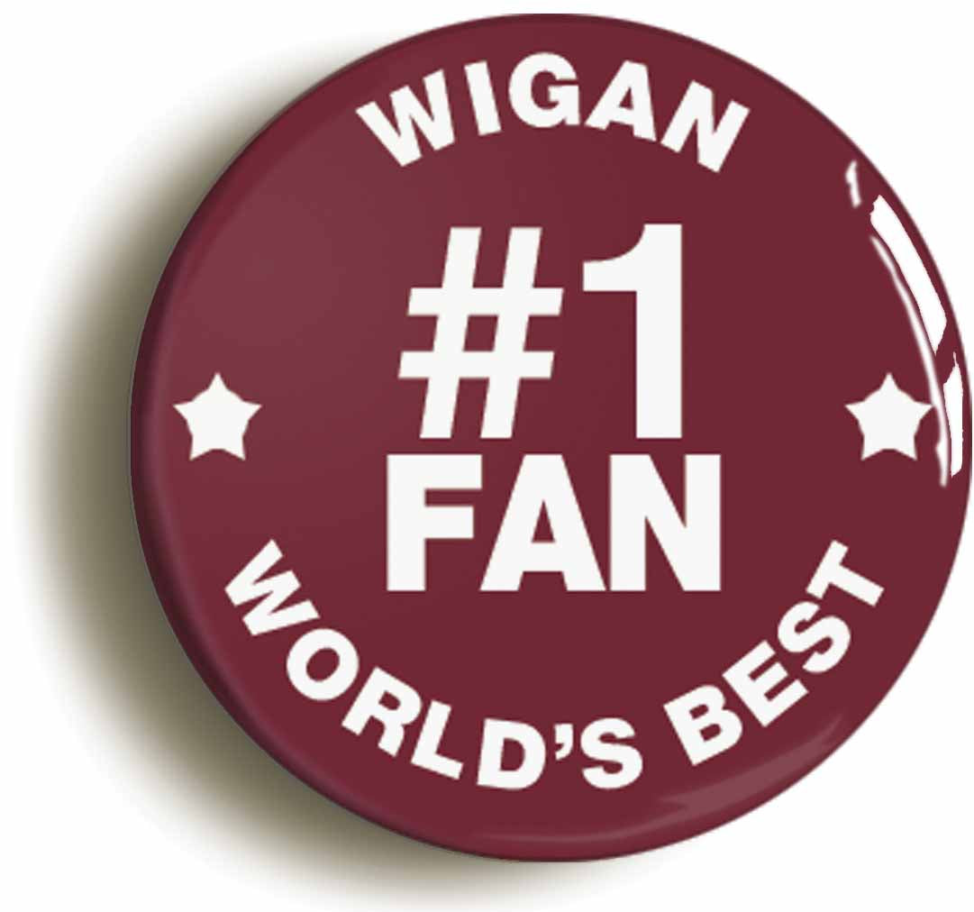 A picture of the front of the product, titled Wigan Rl #1 Fan Button Pin Badge