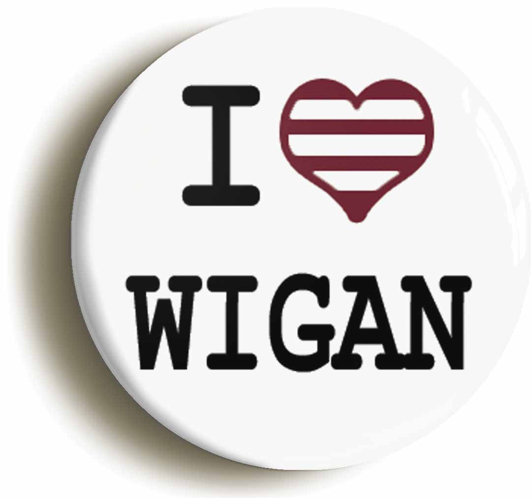 I Heart Love Wigan Circular 50mm Fridge Magnet