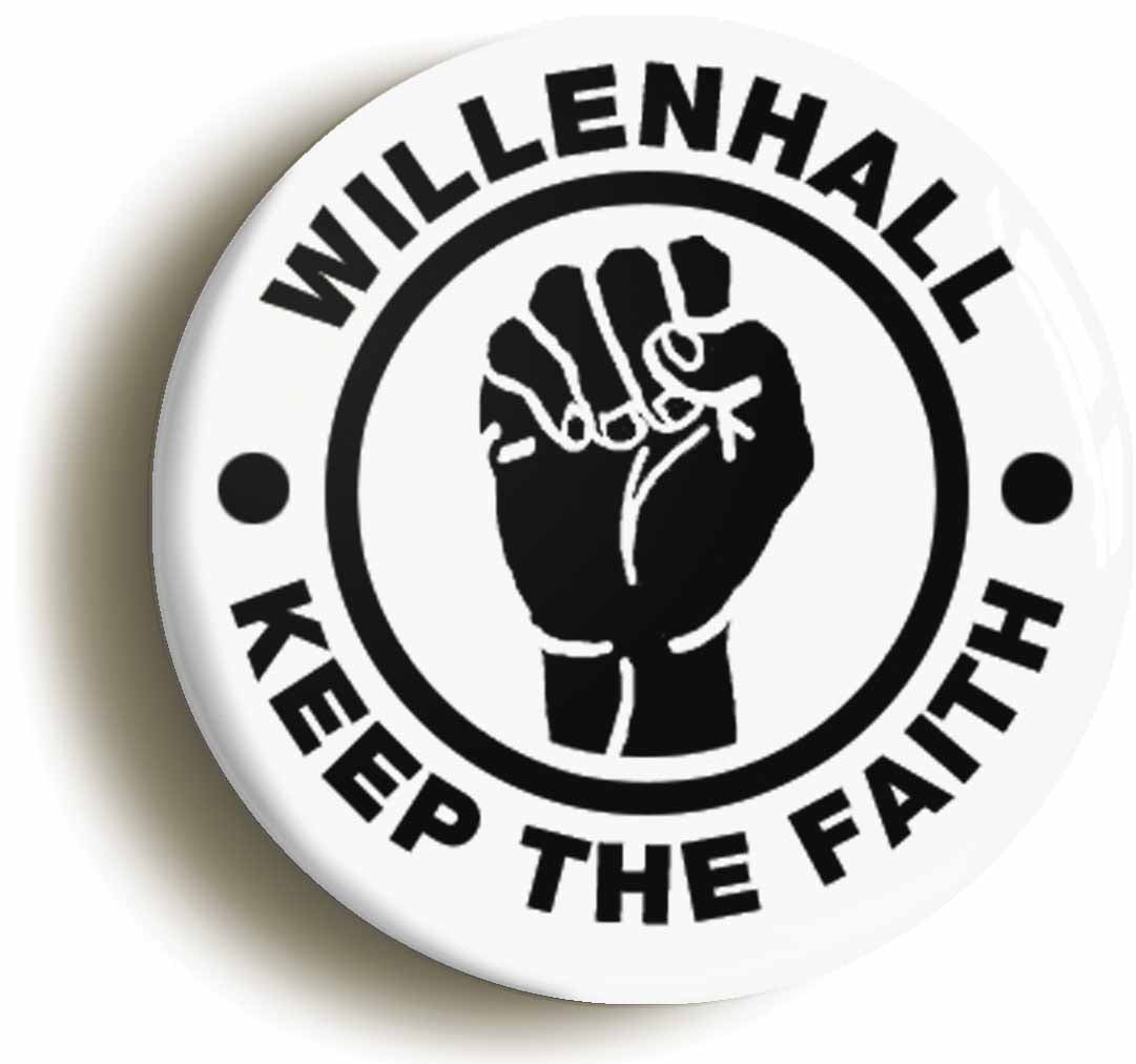 A picture of the front of the product, titled Willenhall Keep The Faith Circular 50mm Fridge Magnet