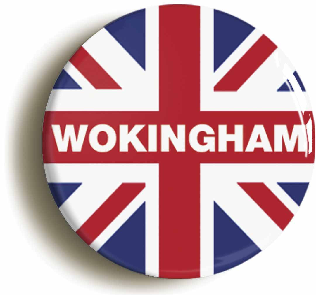 A picture of the front of the product, titled Wokingham Union Jack Button Pin Badge