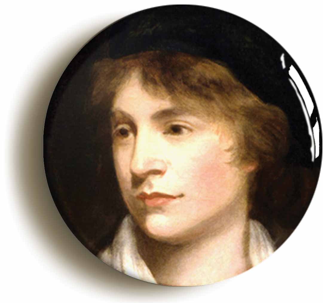 A picture of the front of the product, titled Mary Wollstonecraft Feminist Button Pin Badge