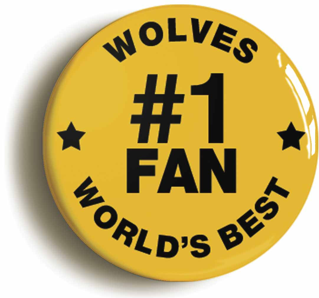 A picture of the front of the product, titled Wolves #1 Fan Circular 50mm Fridge Magnet
