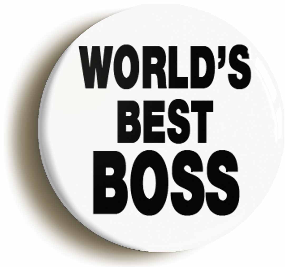 A picture of the front of the product, titled World's Best Boss Button Pin Badge