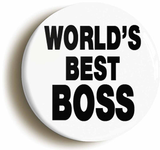 A picture of the front of the product, titled World's Best Boss Button Pin Badge
