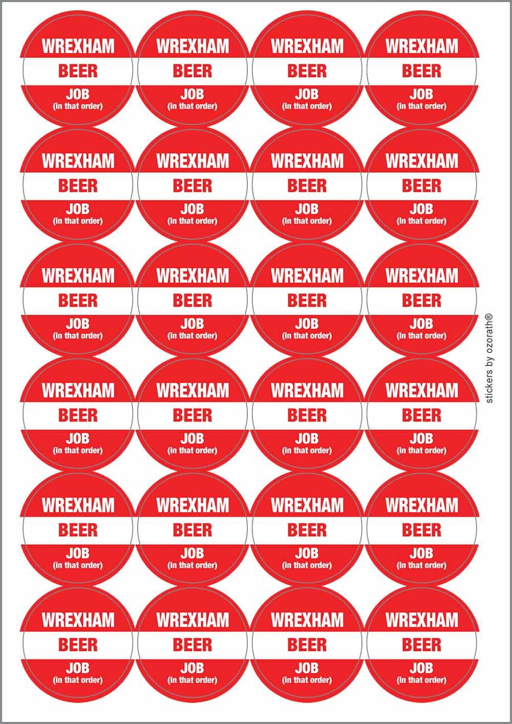 A picture of an A4 sheet of matte paper stickers
