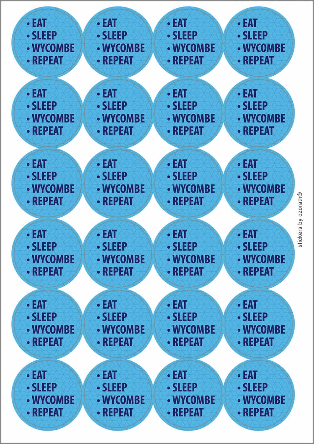 A picture of an A4 sheet of matte paper stickers