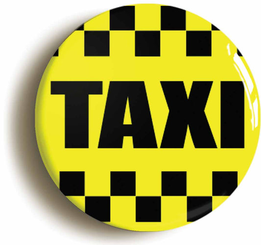 A picture of the front of the product, titled New York Yellow Taxi Circular 50mm Fridge Magnet