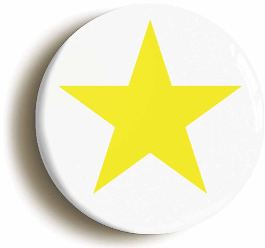 A picture of the front of the product, titled Yellow Star Button Pin Badge