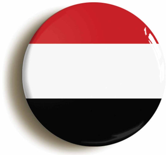 A picture of the front of the product, titled Yemen Yemeni National Flag Button Pin Badge