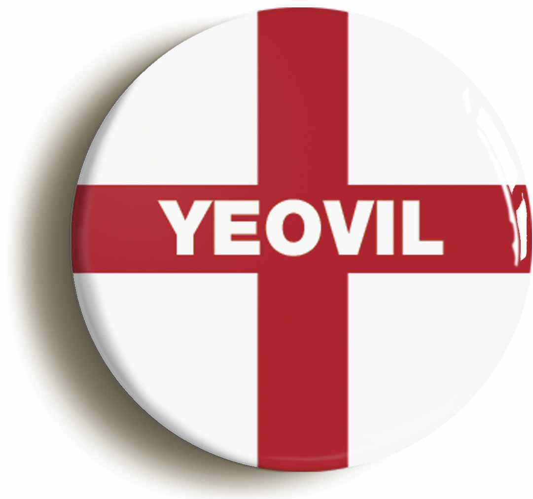 A picture of the front of the product, titled Yeovil England Flag Button Pin Badge