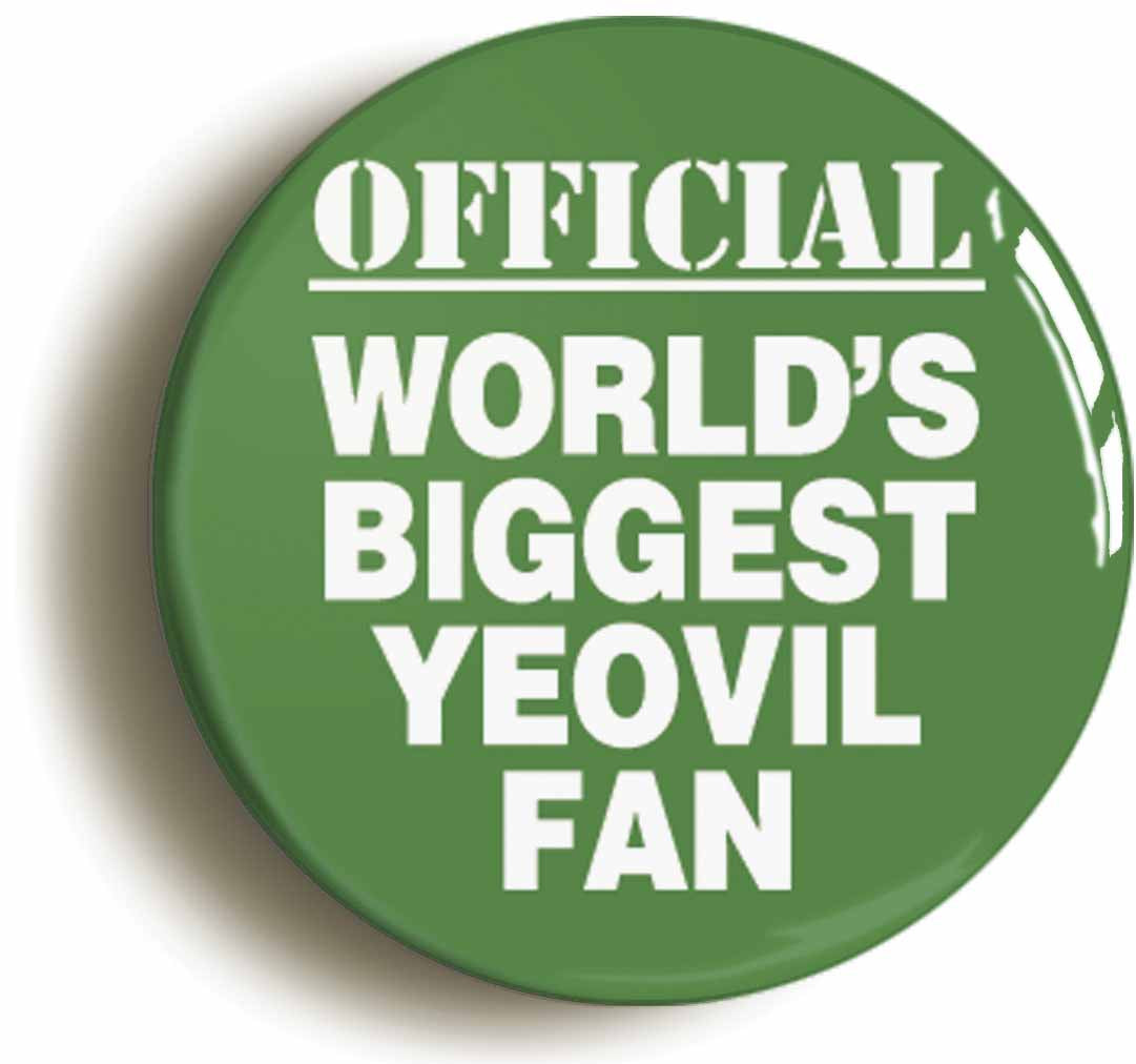 A picture of the front of the product, titled World's Biggest Yeovil Fan Circular 50mm Fridge Magnet