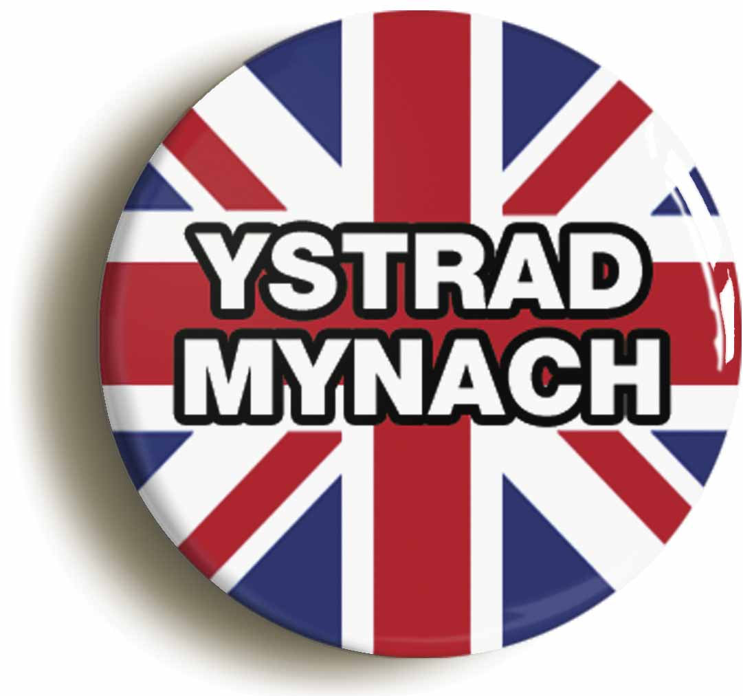 A picture of the front of the product, titled Ystrad Mynach Union Jack Circular 50mm Fridge Magnet
