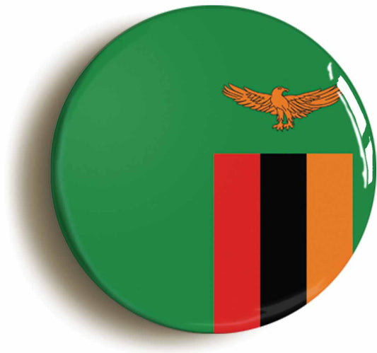 A picture of the front of the product, titled Zambia Zambian National Flag Circular 50mm Fridge Magnet