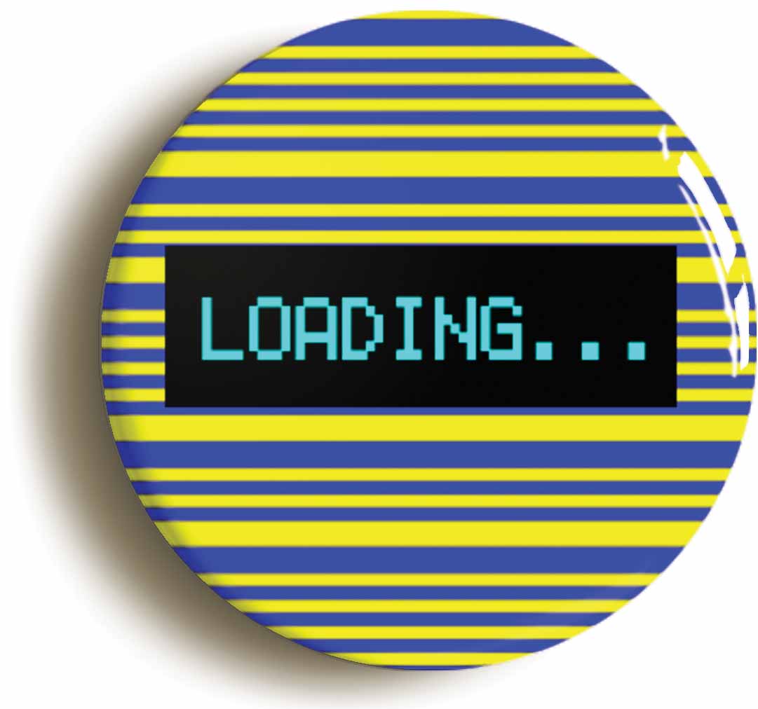 A picture of the front of the product, titled Loading Retro Eighties Computer Circular 50mm Fridge Magnet